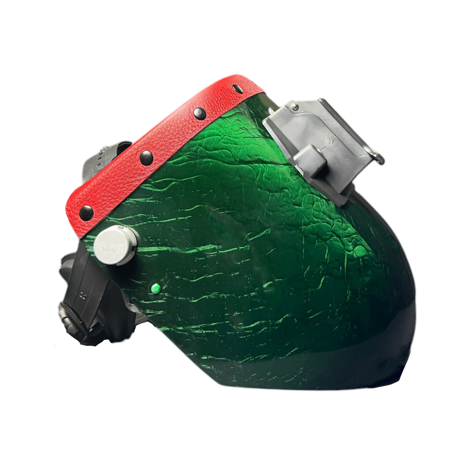 Candy Green Cornsilk Carbon Fiber Leather Chopped Top Welding Hood