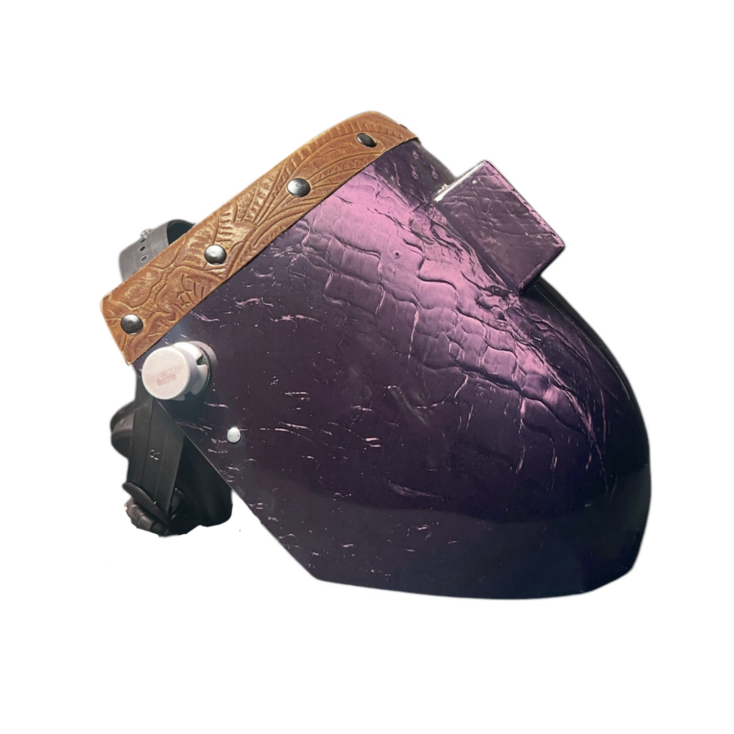 Candy Purple Cornsilk Carbon Fiber Leather Chopped Top Welding Hood