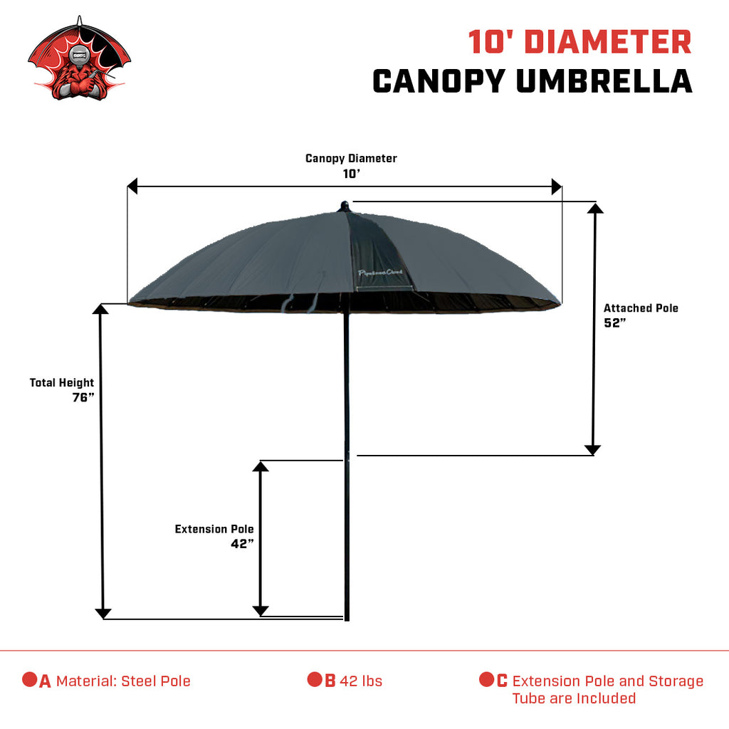 Grey 10' Heavy Duty Pipeliners Cloud Umbrella
