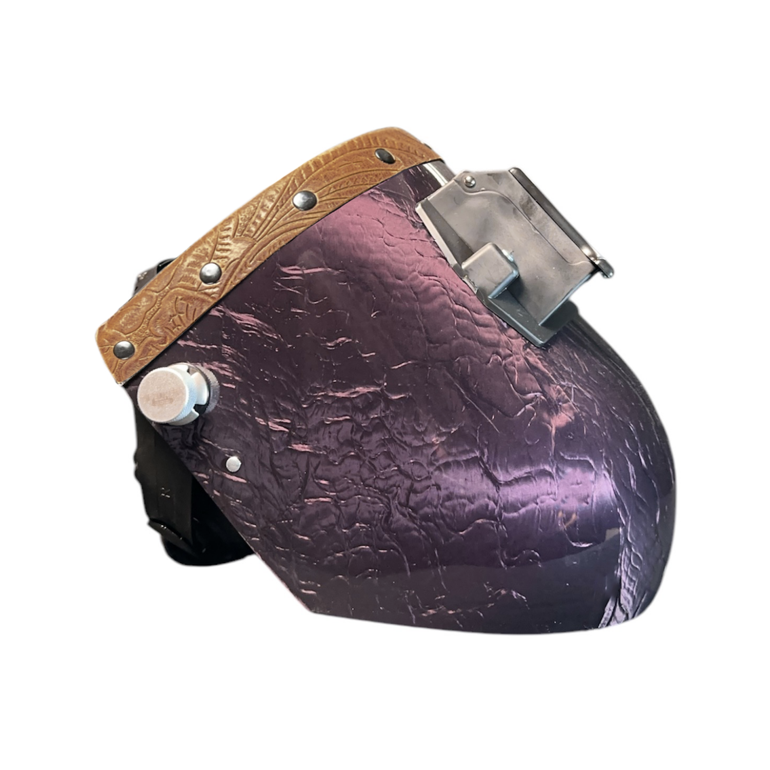 Candy Corn Silk Carbon Fiber Chopped Top Leather Welding Hood