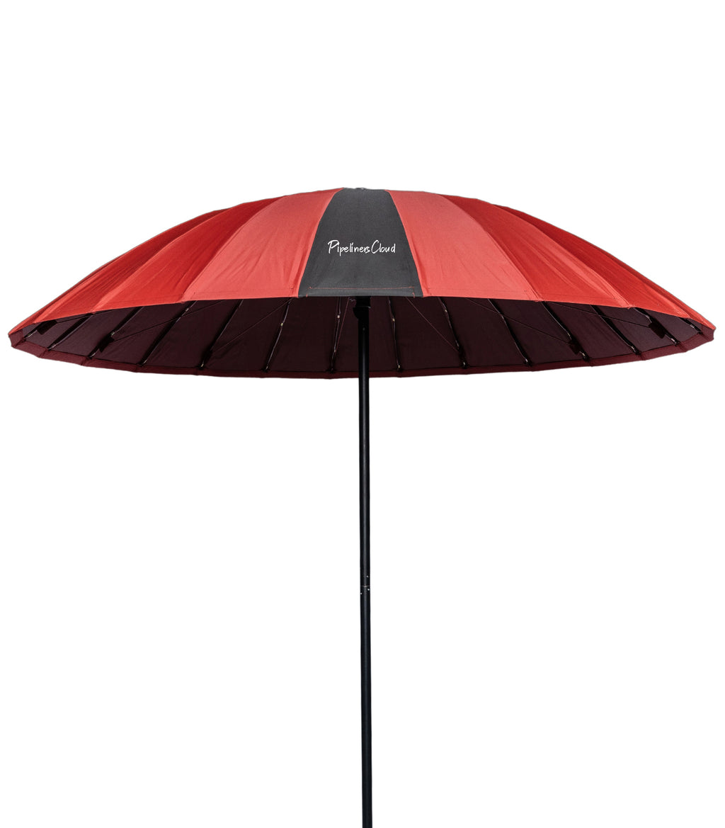 Red 8' Pipeliners Cloud Umbrella and Slam Pole Holder