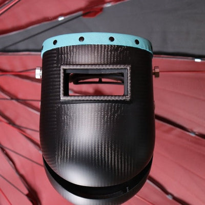 Teal Leather Carbon Fiber Welding Hood