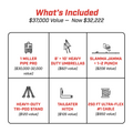 What’s Included
$37,000 Value – Now $32,222

1 MILLER PIPE PRO
[$30,000–32,000 value]

8' + 10' HEAVY DUTY UMBRELLAS
[$621 value]

SLAMMA JAMMA + 1–2 PUNCH
[$206 Value]

HEAVY-DUTY TRI-POD STAND
[$120 value]

TAILGATER HITCH
[$105 value]

250 FT ULTRA-FLEX #1 CABLE
[$950 value]