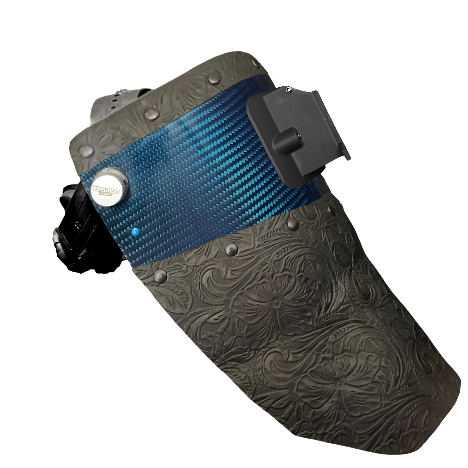 Candy Carbon Fiber Chopped Top & Bottom Leather Welding Hood