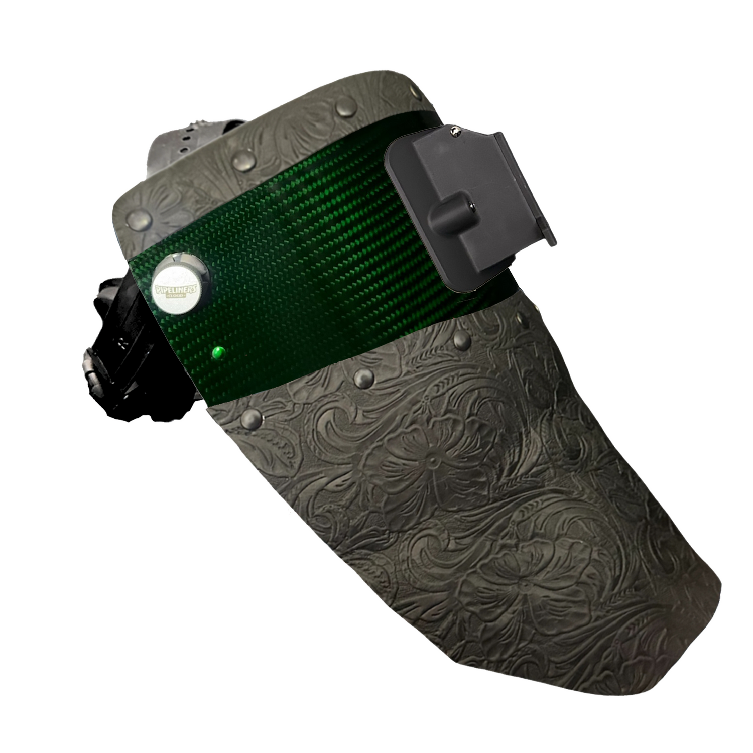 Candy Carbon Fiber Chopped Top & Bottom Leather Welding Hood