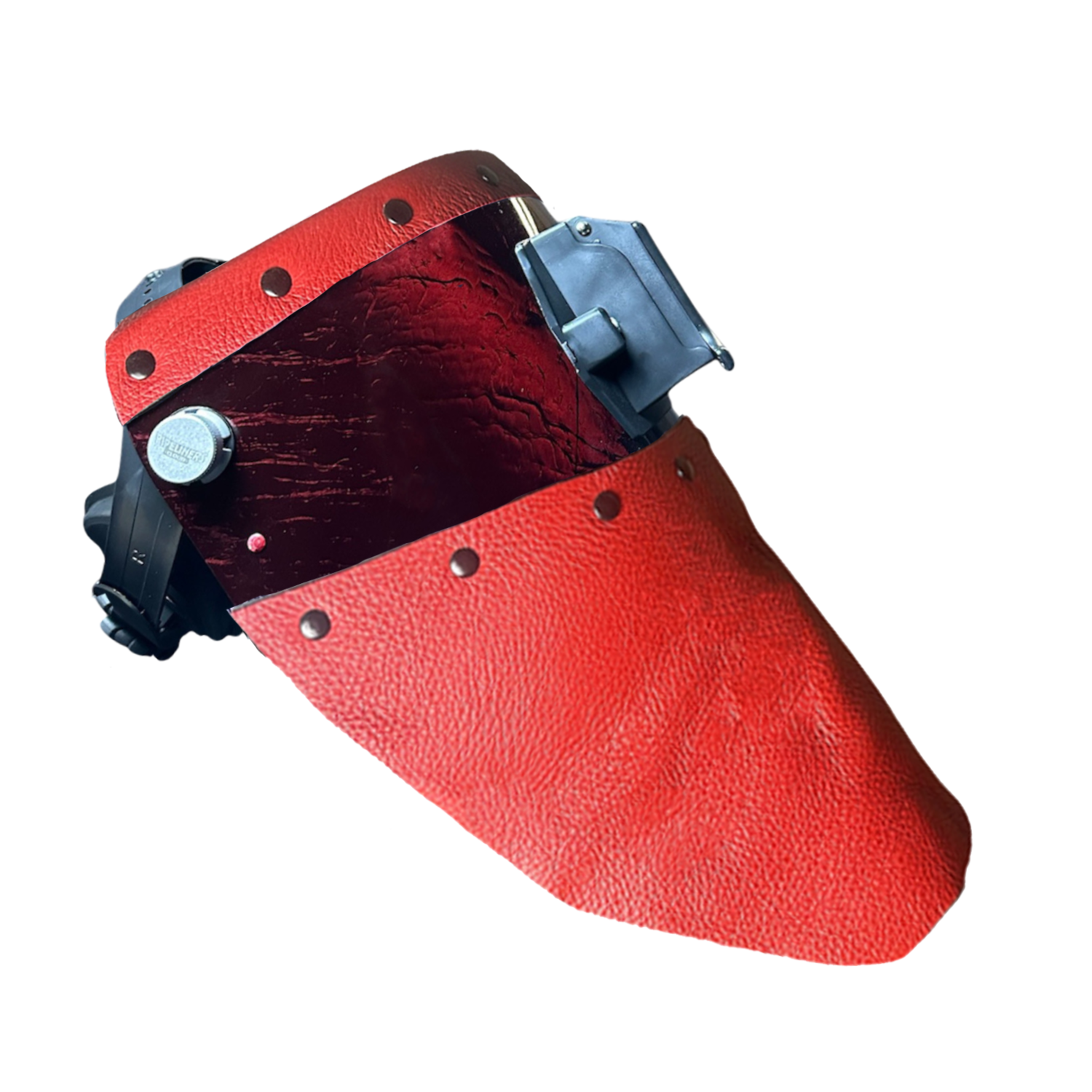Candy Corn Silk Carbon Fiber Chopped Top & Bottom Leather Welding Hood