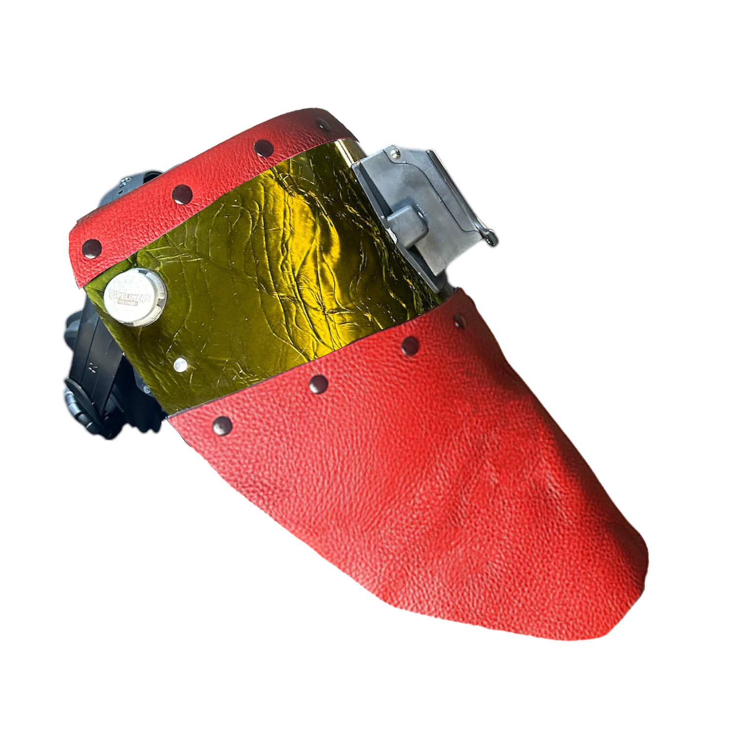 Candy Corn Silk Carbon Fiber Chopped Top & Bottom Leather Welding Hood