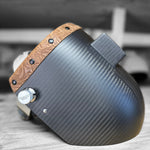 Brown Floral Leather Carbon Fiber Welding Hood Side View