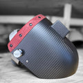 Red Floral Leather Carbon Fiber Welding Hood Side View