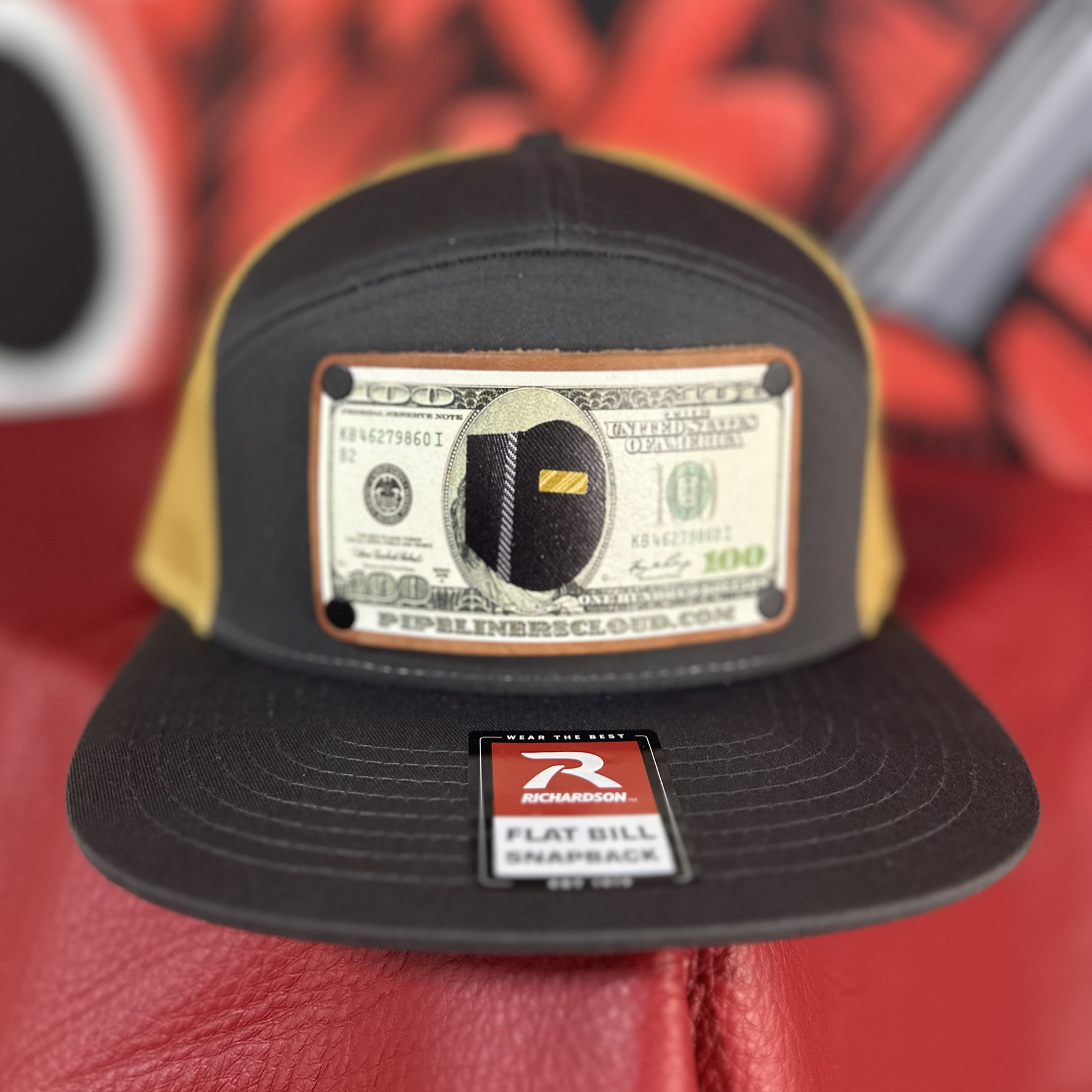 Pancake Welding Hood Leather Baseball Cap - Yellow/Dark Brown