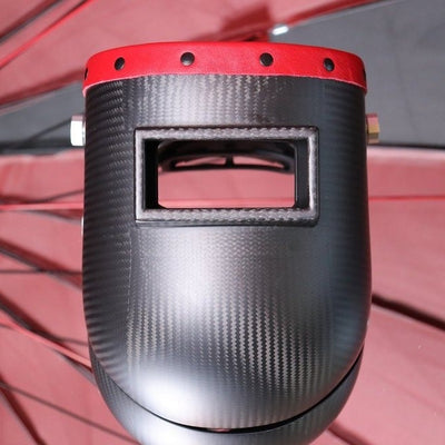Red Leather Carbon Fiber Welding Hood