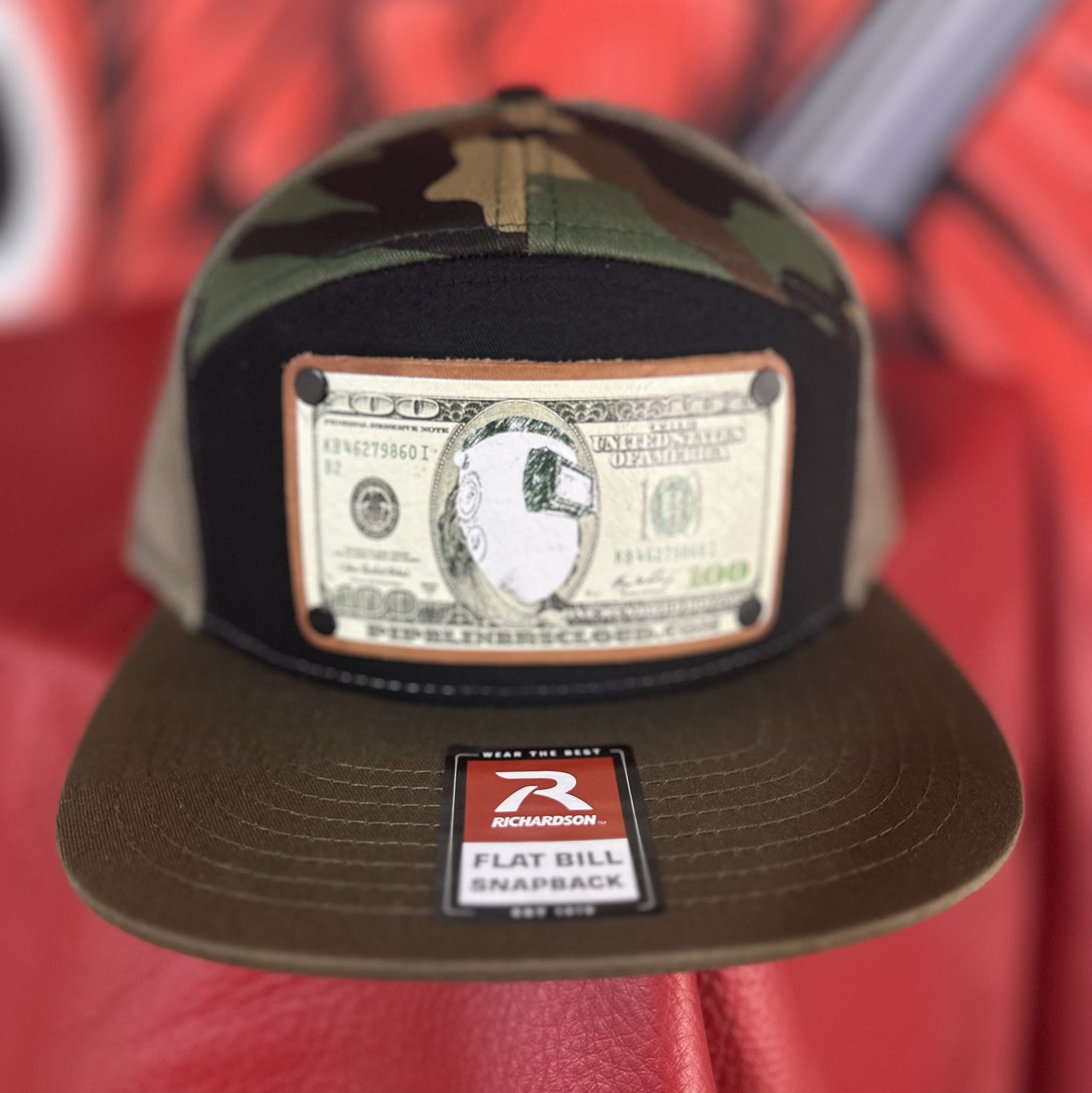 Sugar Scoop Leather Baseball Cap - Camo