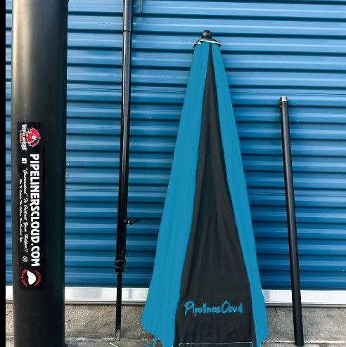 8' Teal Pipeliners Cloud Umbrella and Slam Pole Holder