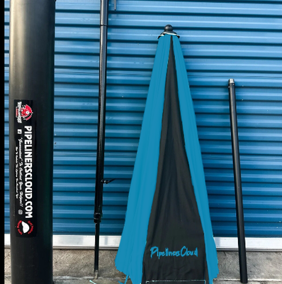 8' Teal Pipeliners Cloud Umbrella and Slam Pole Holder