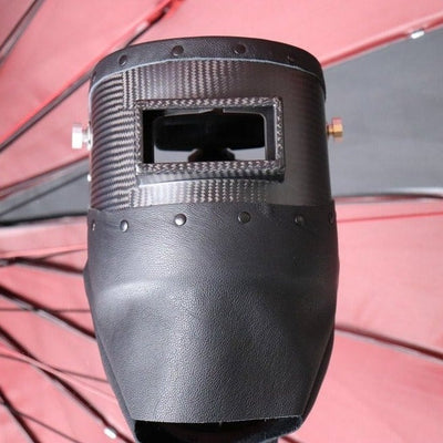 Carbon Fiber Welding Hood "Chopped Top and Bottom" with Premium Leather