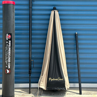 Khaki 8' Pipeliners Cloud Umbrella and Slam Pole Holder