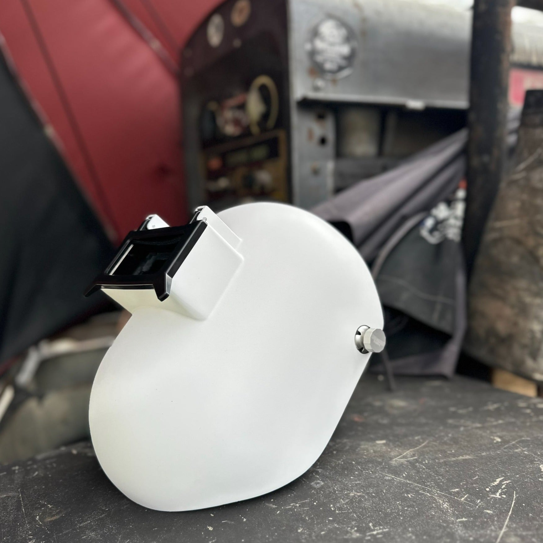 White Trimmed Bottom Carbon Fiber Welding Hood Pipeliners Cloud